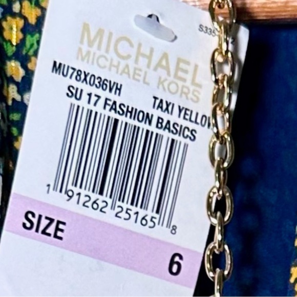 MICHAEL Kors Floral Pleated Halter Dress Multicolor Gold Neck Accent Size 6 - Picture 10 of 10